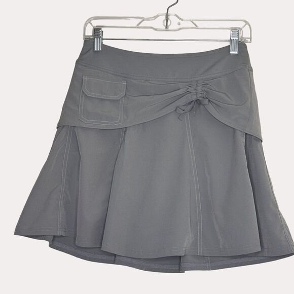 Athleta Lucky In Love Tennis Athletic Skort Skirt Cinch Ruched Gray 2 bv - Picture 1 of 9
